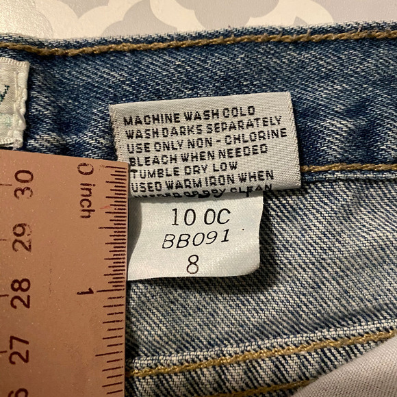 Vintage Bugle Boy Size 8 Women's Blue Frayed Shorts High Waisted Frayed Cut-off - Picture 6 of 11